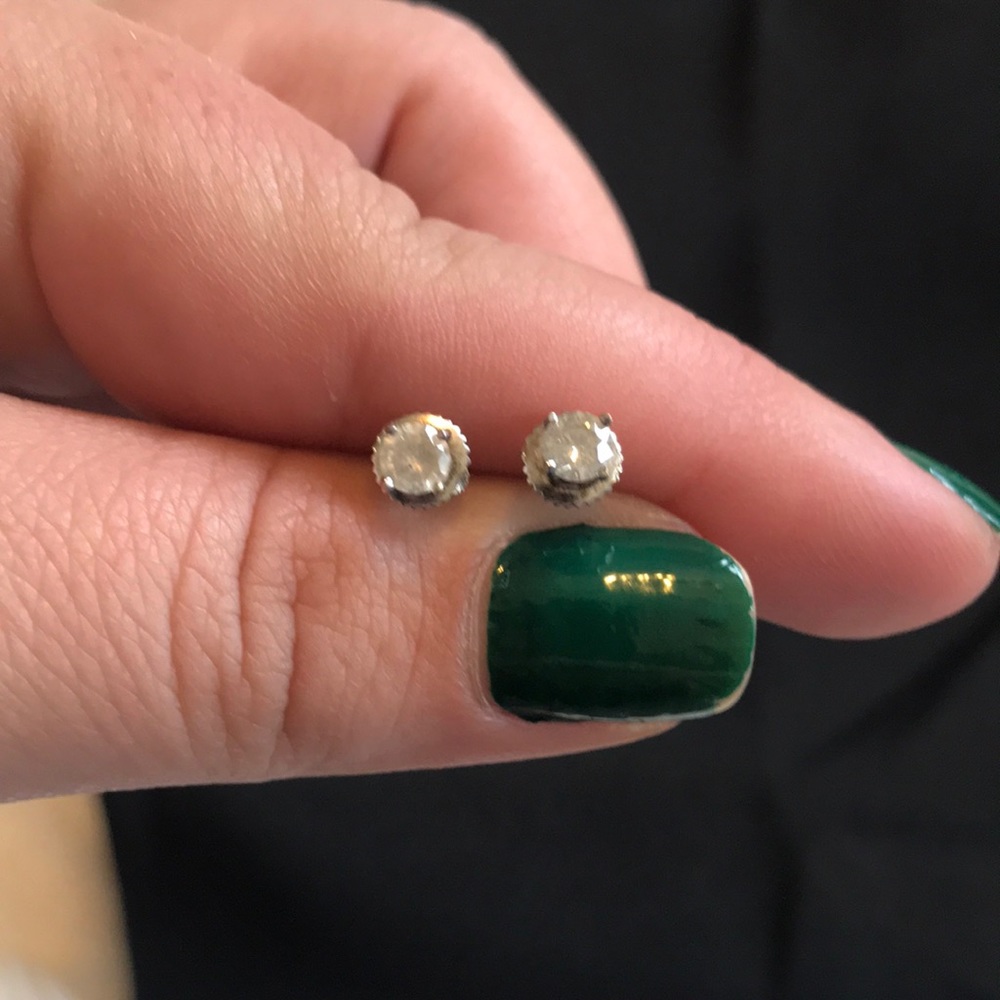 Genuine Diamond Stud Earrings